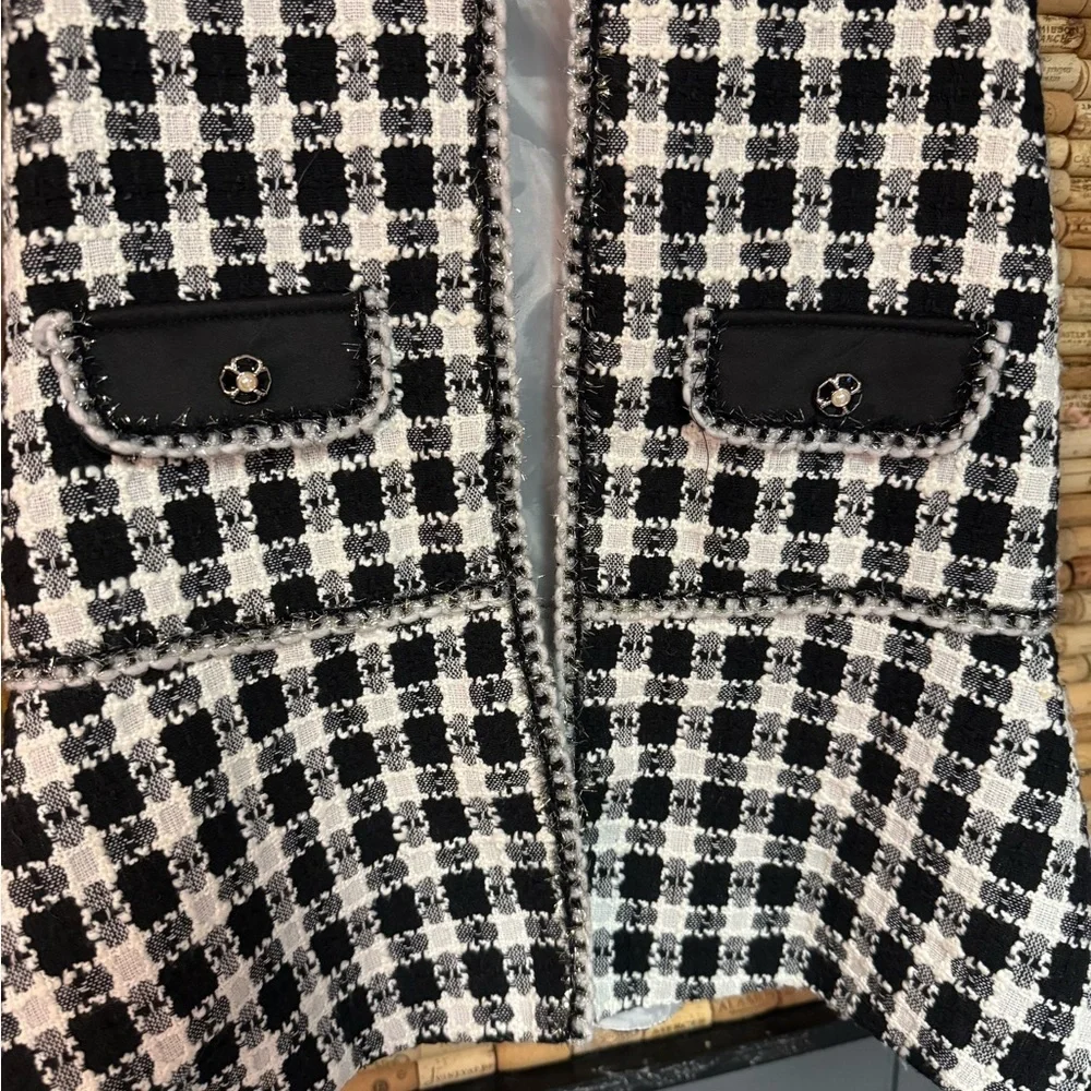 Blueberi Boulevard black & white tweed coat size 6x